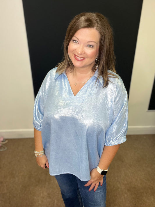 Metallic Top, Blue