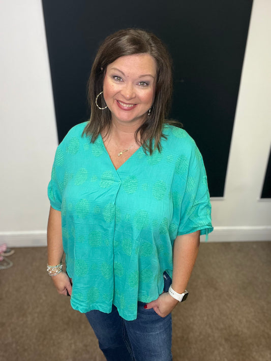 Front Swiss Dot Top, Jade