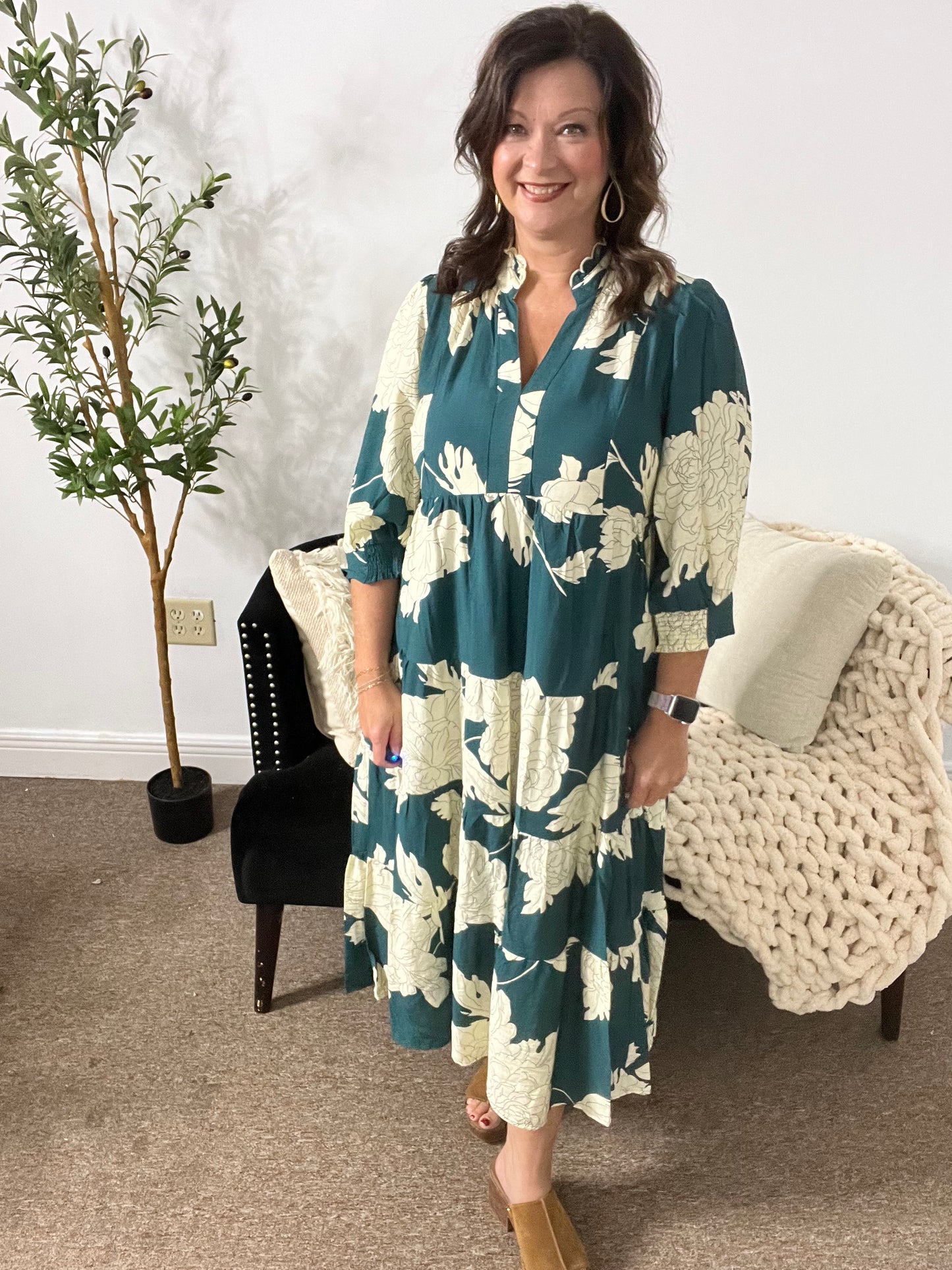 Coastal Bloom Midi Dress