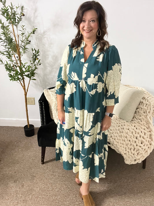 Coastal Bloom Midi Dress