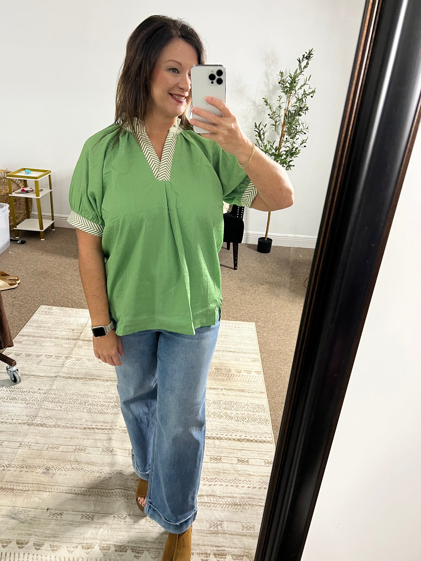 Sage and Stripes Top