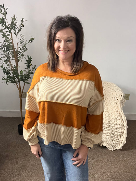 Rustic Charm Colorblock Pullover