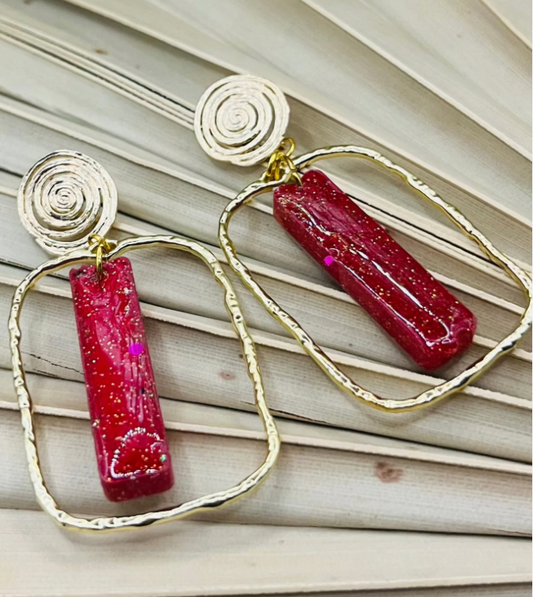 Red Dragon Swirl Earrings
