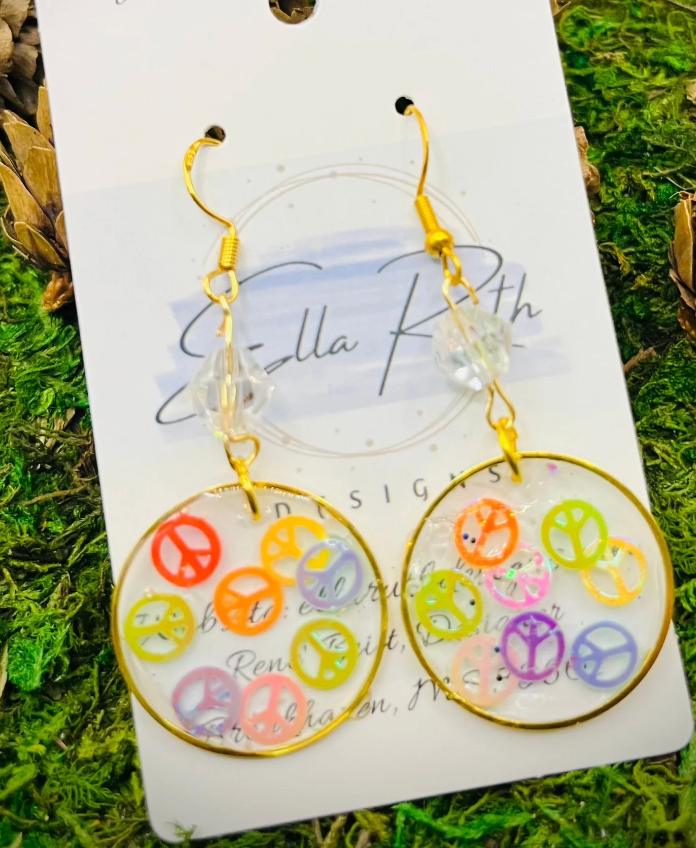 Peace Glitter Earring