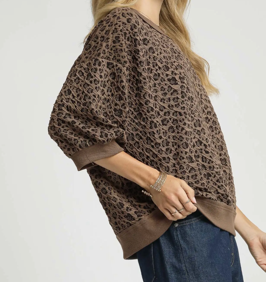 Knit Puff Sleeve Sweatshirt