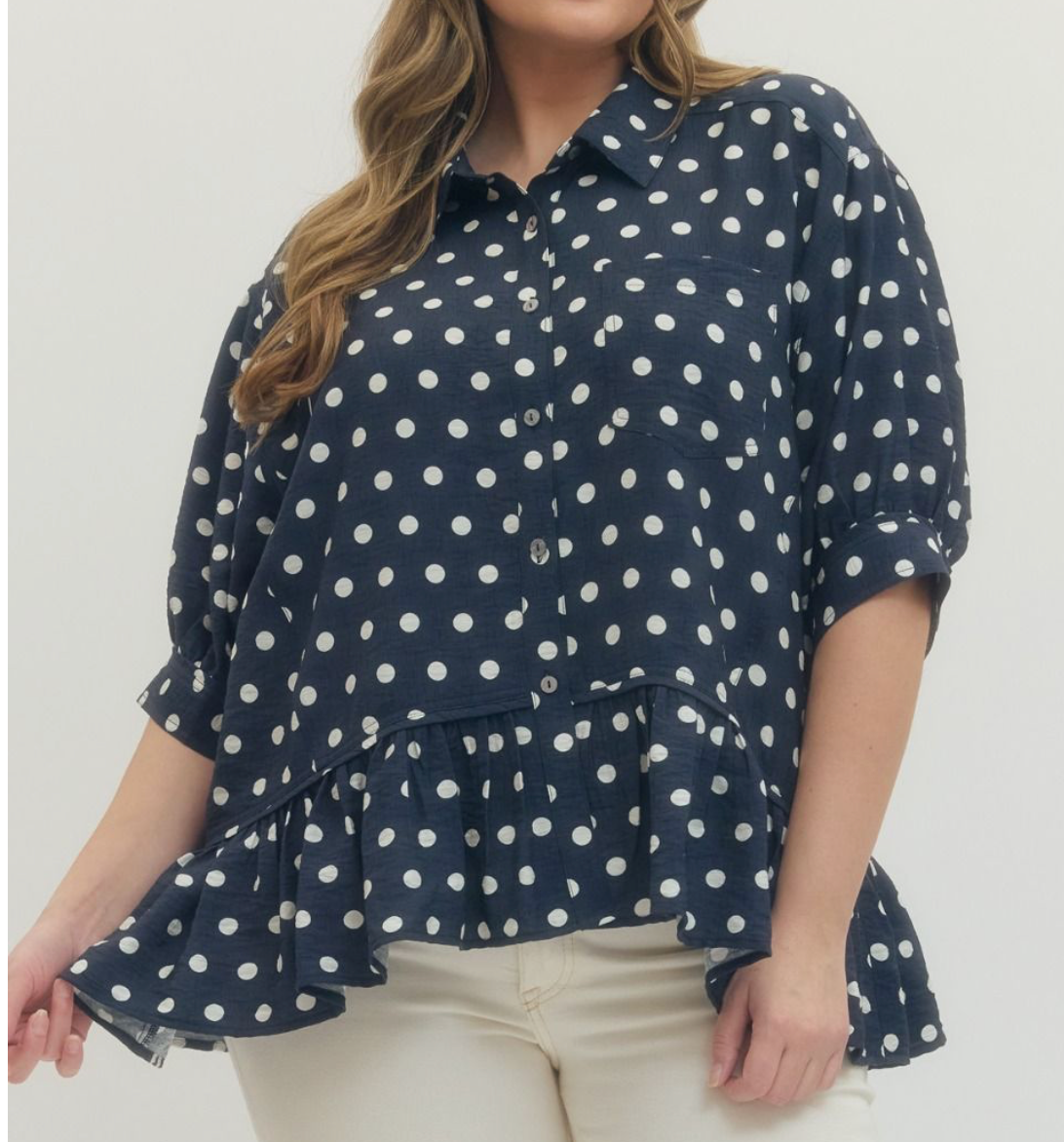 The Social Dot Peplum Blouse