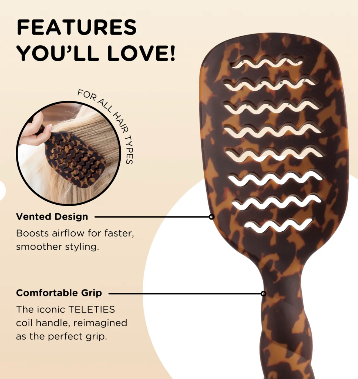 Vented Hair Brush-Tortoise