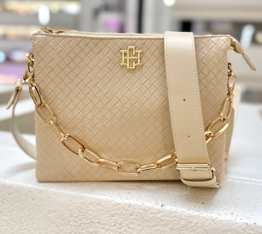 Willow Woven Crossbody, Almond