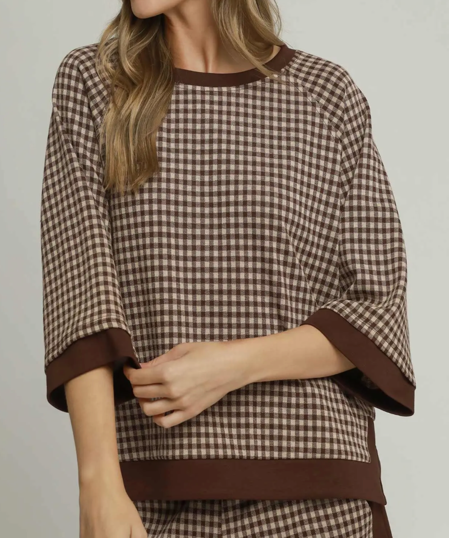 Coffee Date Checkered Top