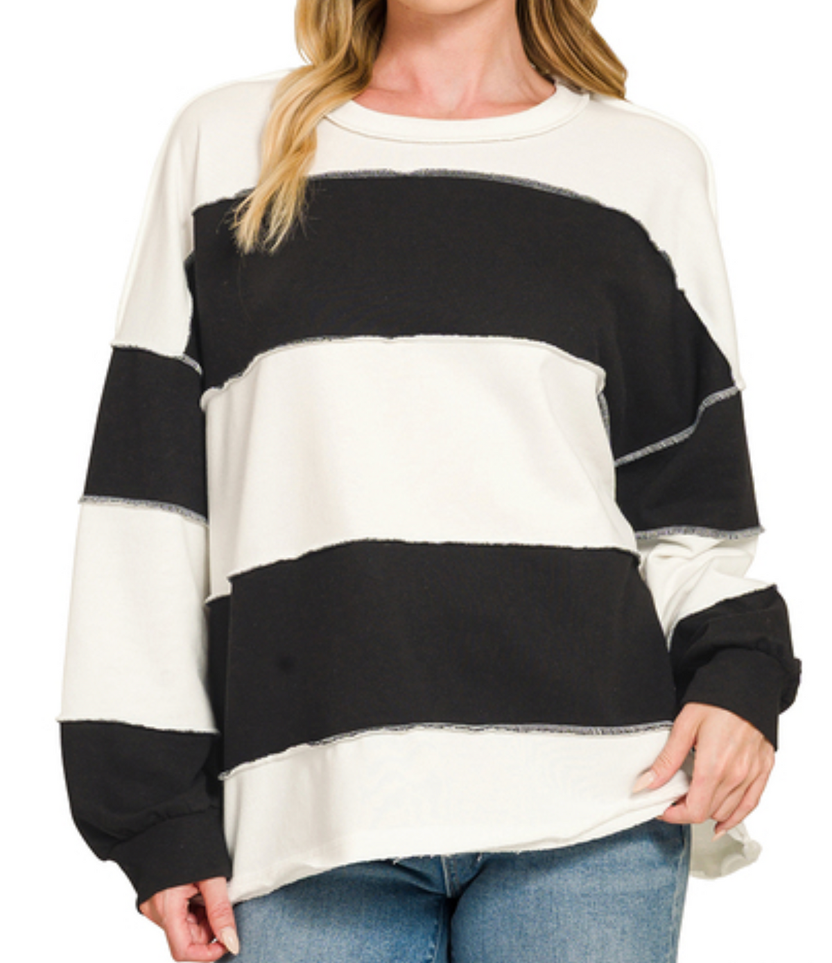 Weekend Stripe French Terry Top