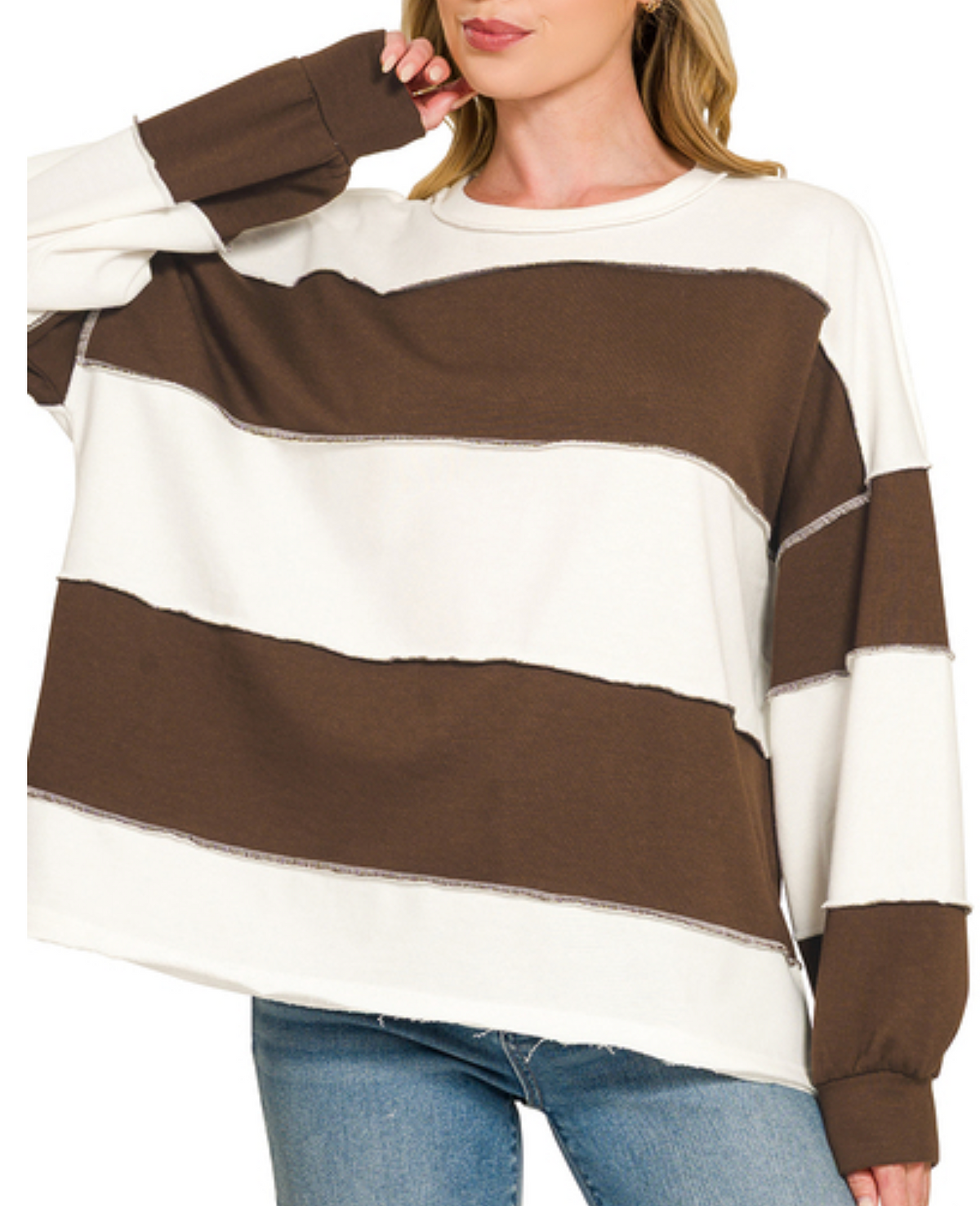 Weekend Stripe French Terry Top