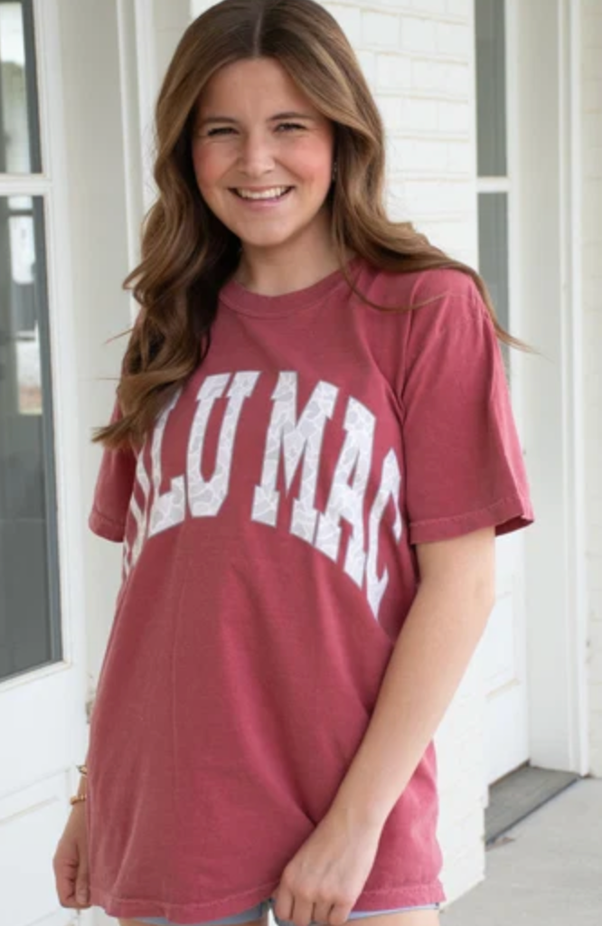 LuLu Mac Camo Crimson Comfort Color Tee