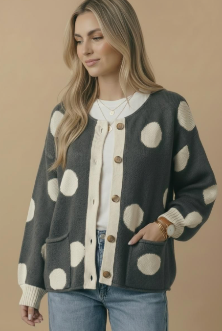 Spot On Style Button Cardigan