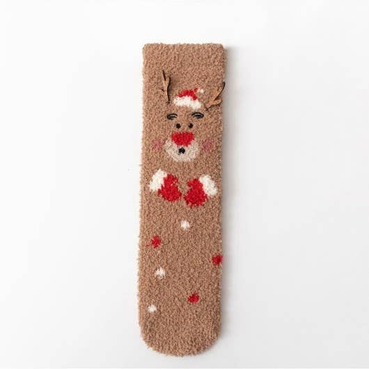 Cozy Holiday Christmas Character Fuzzy Crew Socks