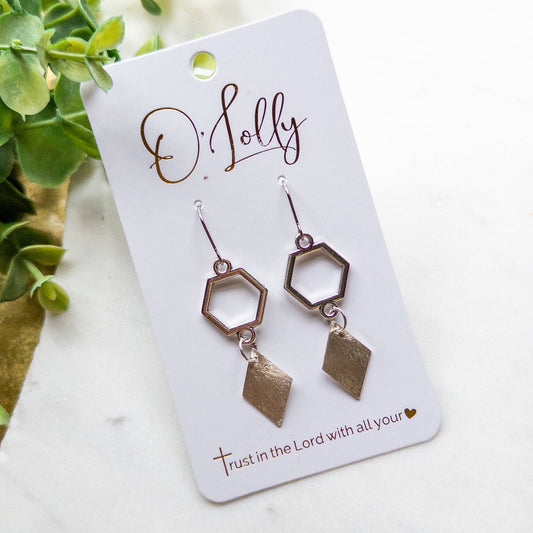 Silver Geometric Drop Earrings