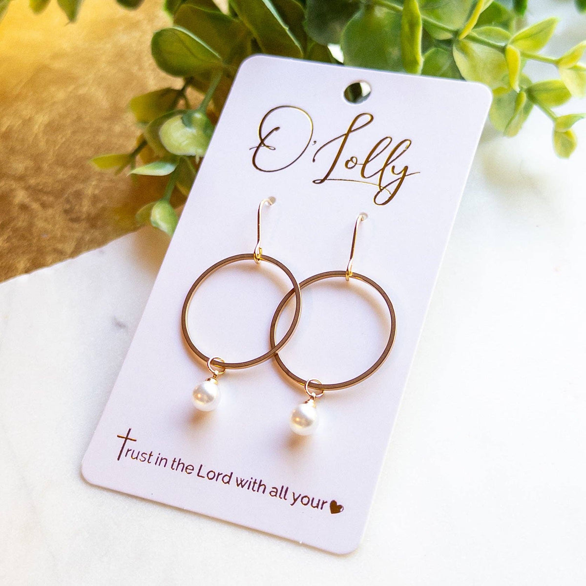 Gold Hoop & Pearl Dangle Earrings