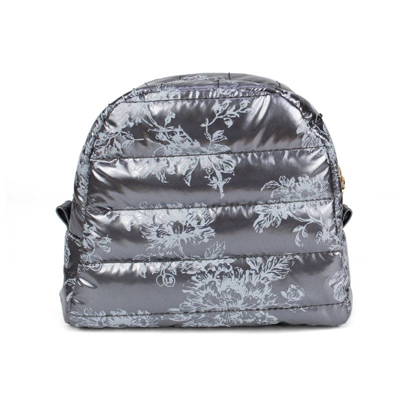 Cosmetic Puffer Makeup Travel Bag Glossy Floral Storm