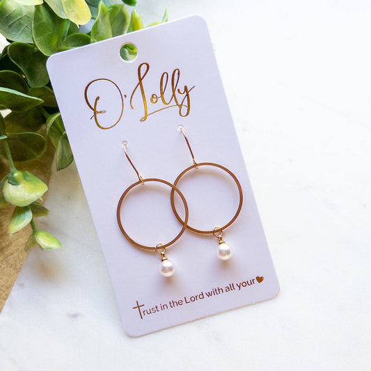 Gold Hoop & Pearl Dangle Earrings