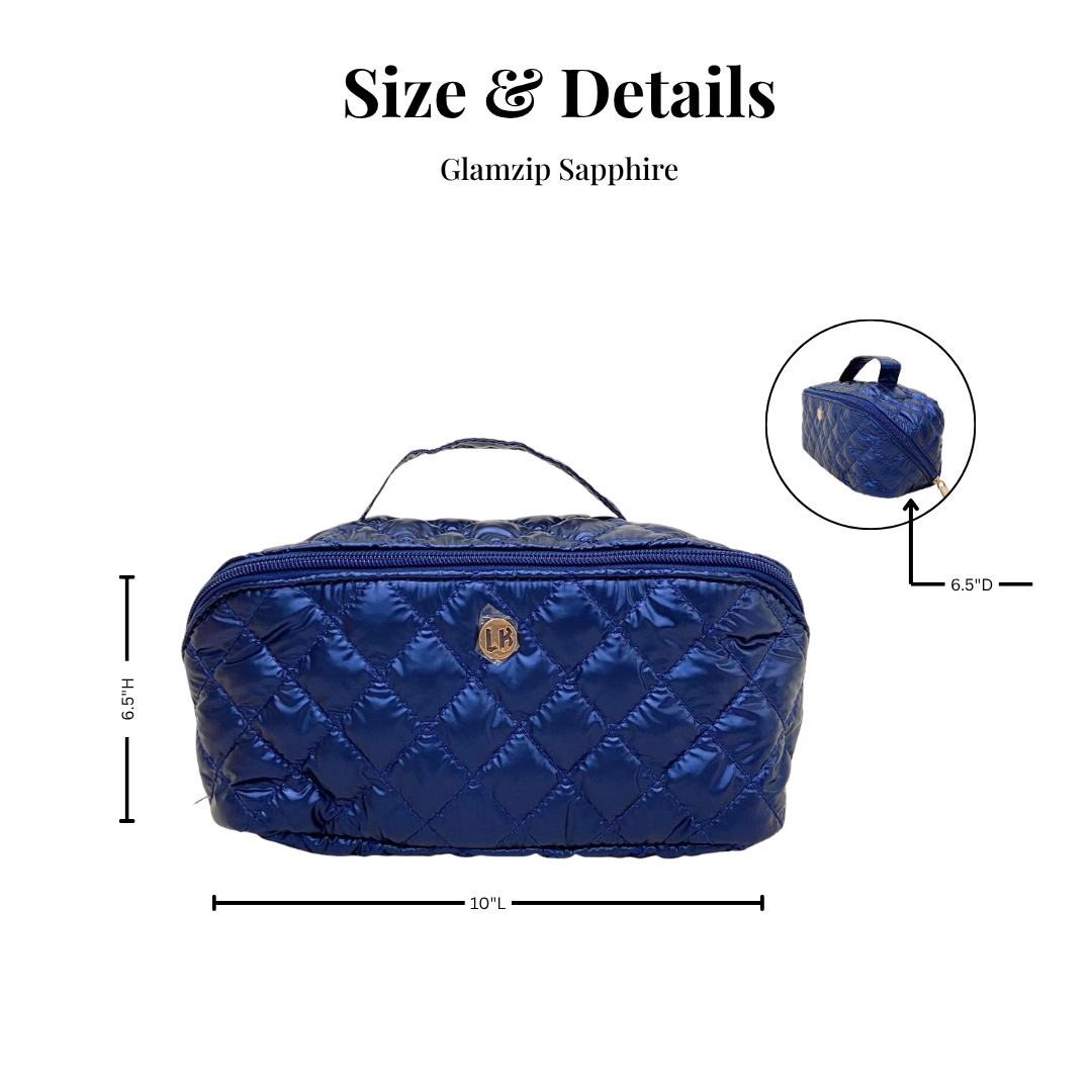 Cosmetic Diamond Makeup Bag GlamZip Sapphire