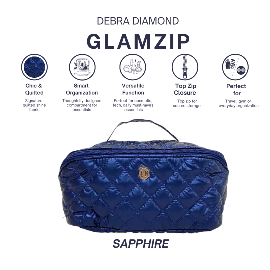 Cosmetic Diamond Makeup Bag GlamZip Sapphire