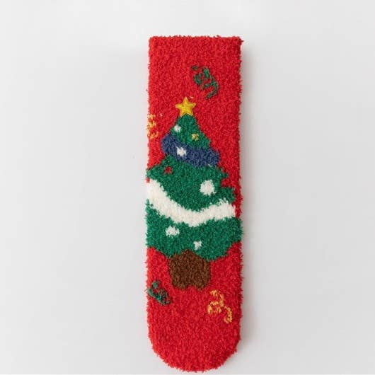 Cozy Holiday Christmas Character Fuzzy Crew Socks