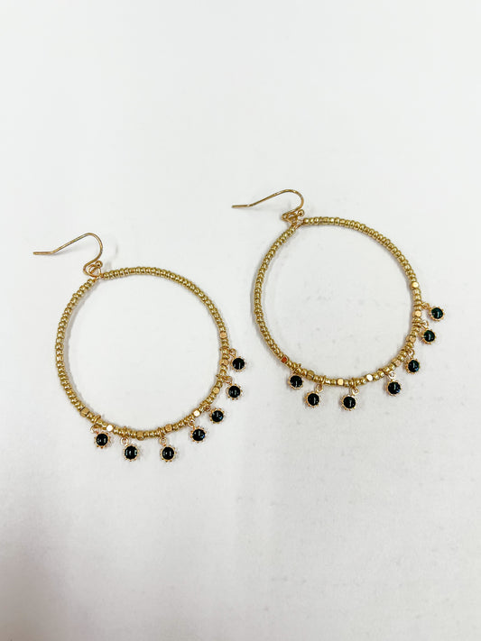 Glass Sunflower and Beads Earrings