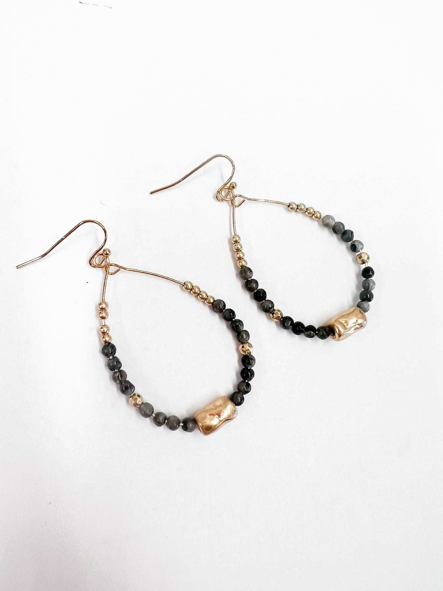 Beaded Natural Stone Dangle Earrings