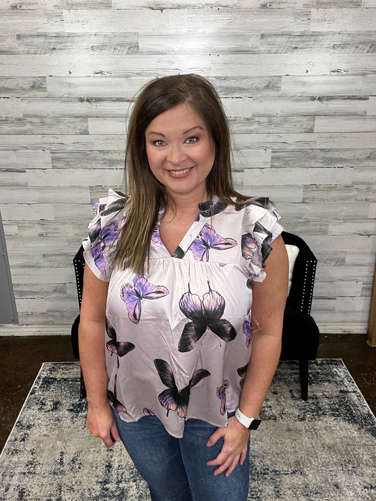 Butterfly Print Sleeveless Top*Size Small*~FINAL SALE~