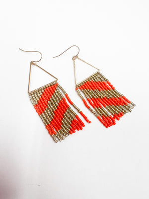 Triangle Seed Bead Fringe Earrings