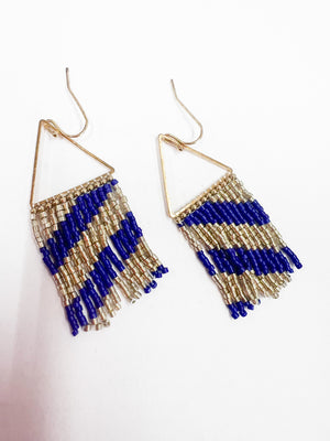 Triangle Seed Bead Fringe Earrings