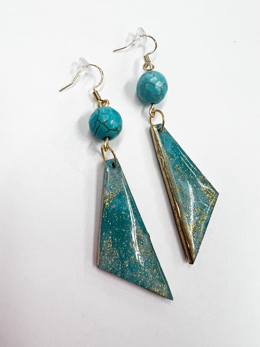 Geometric Shape Earrings, Turquoise
