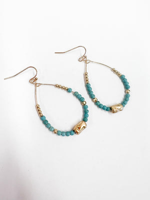 Beaded Natural Stone Dangle Earrings