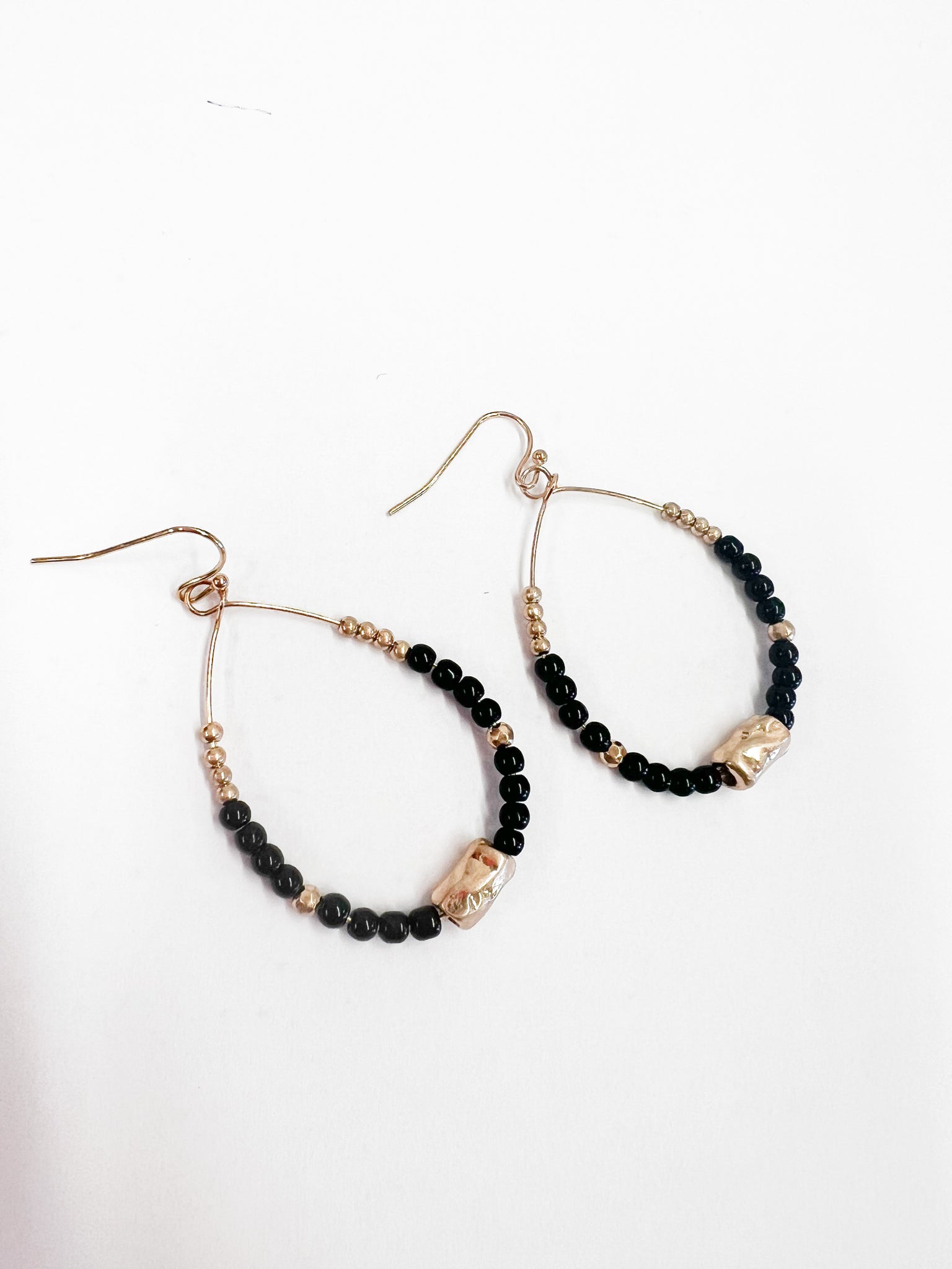 Beaded Natural Stone Dangle Earrings