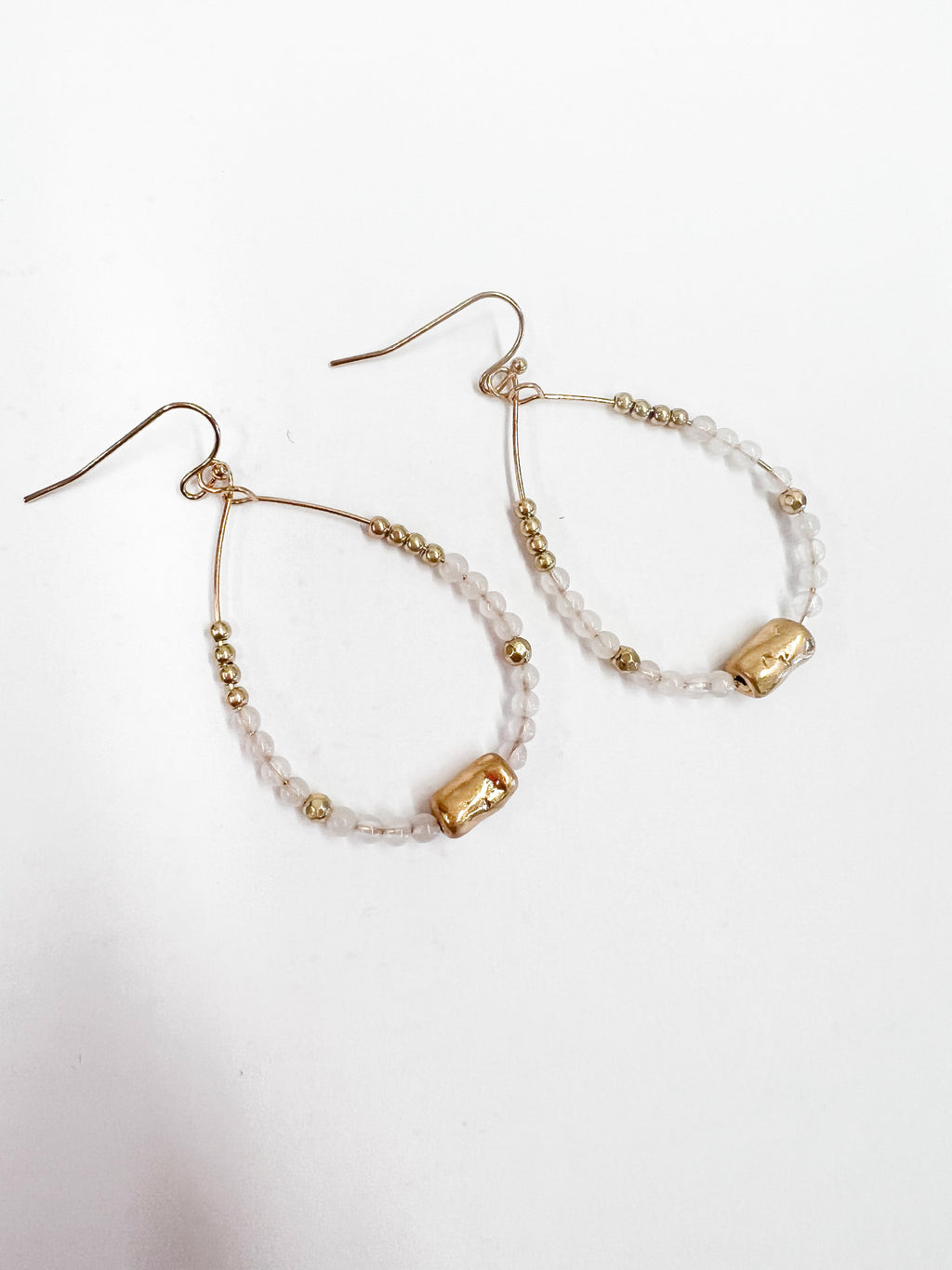 Beaded Natural Stone Dangle Earrings