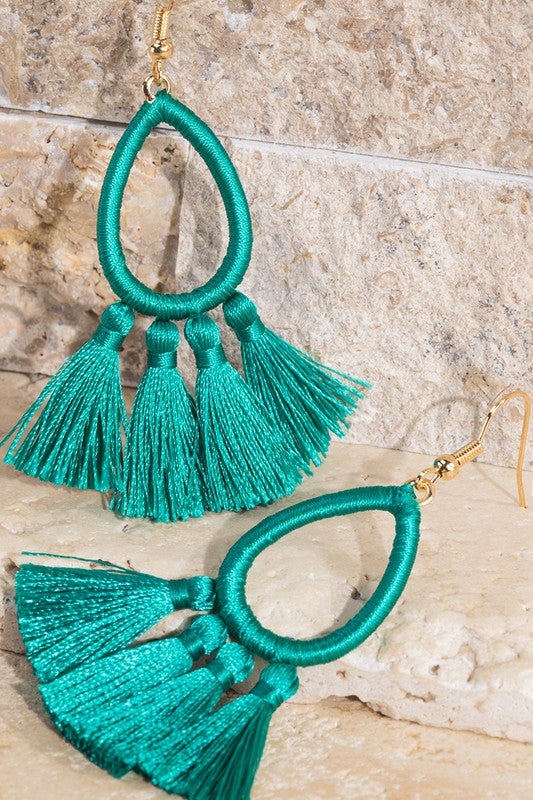 Fringe Earrings, Aqua