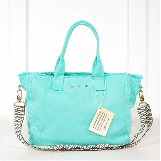 Fringe Canvas Crossbody Tote Bag