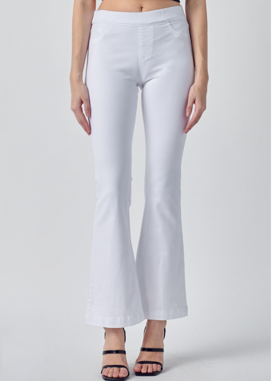 Cello Pull On Flare Jeans, White