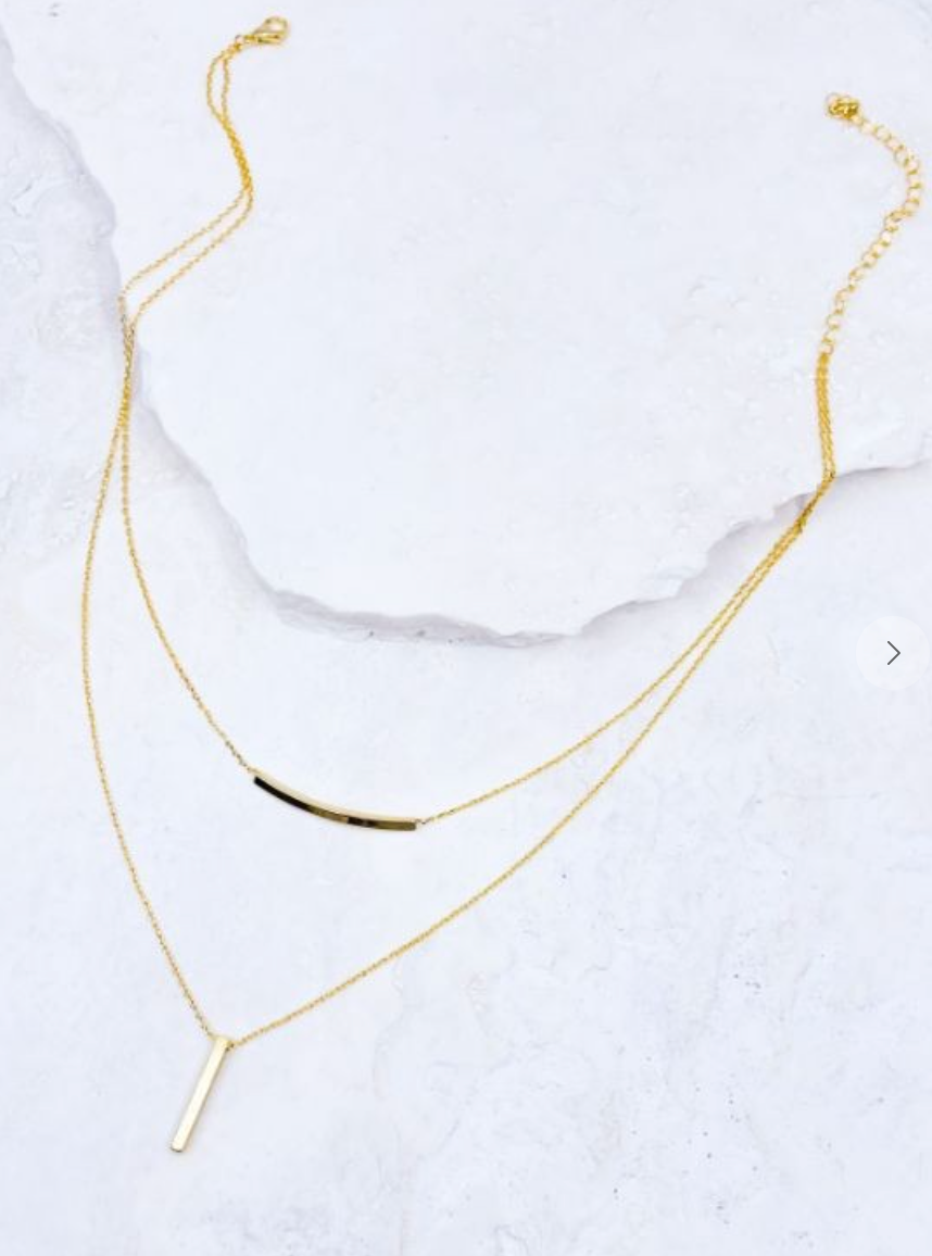 3090 Bar Pendant Necklace, Gold