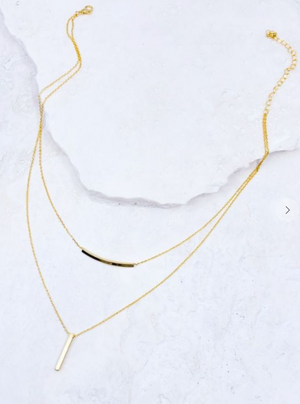 3090 Bar Pendant Necklace, Gold