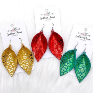 3133 Metallic Leopard Christmas Earrings