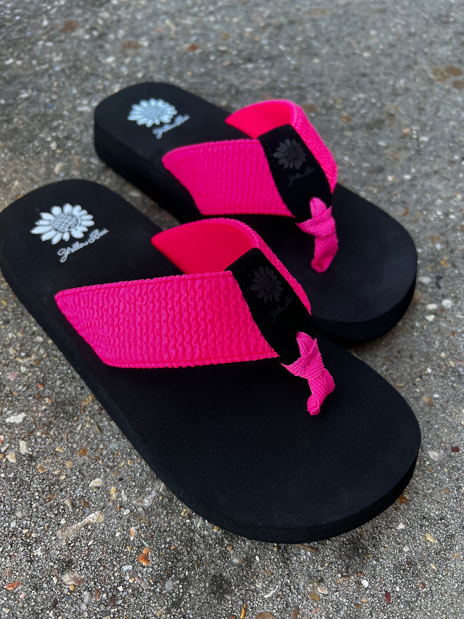 Yellow Box Frizzle Sandal, Neon Pink