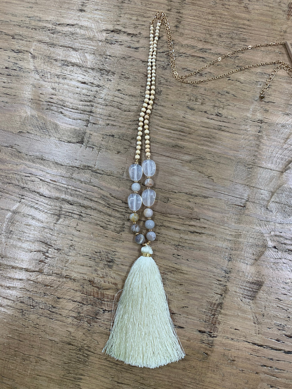 Beaded tassel pendant necklace