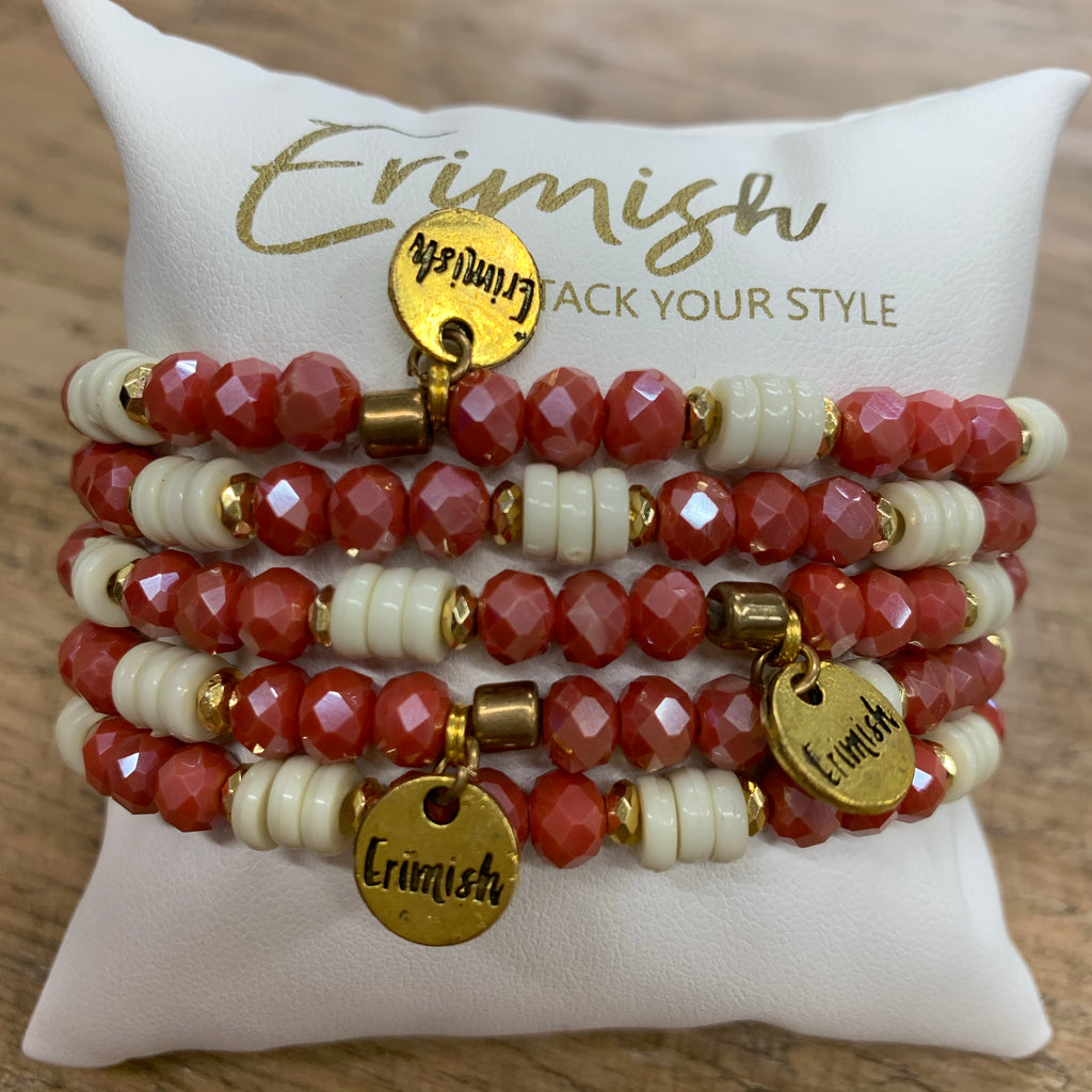 Coral and Ivory Single Erimish Bracelet