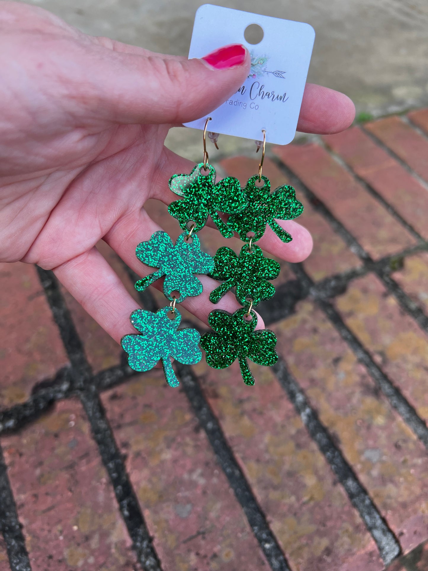 Lucky Shamrock Acrylic Dangle Earrings