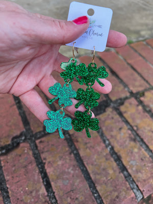 Lucky Shamrock Acrylic Dangle Earrings