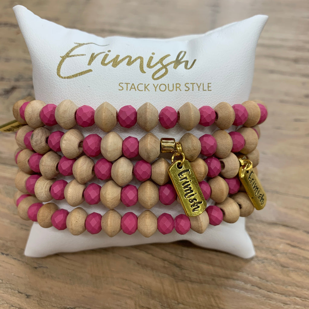 Pink and Natural Bead Single Erimish Bracelet