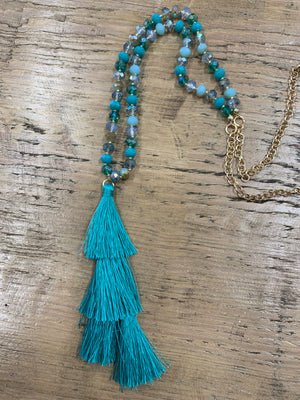 Beaded Tassel Long Necklace