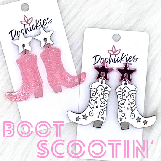 Boot Scootin’ Acrylic Dangles, Silver