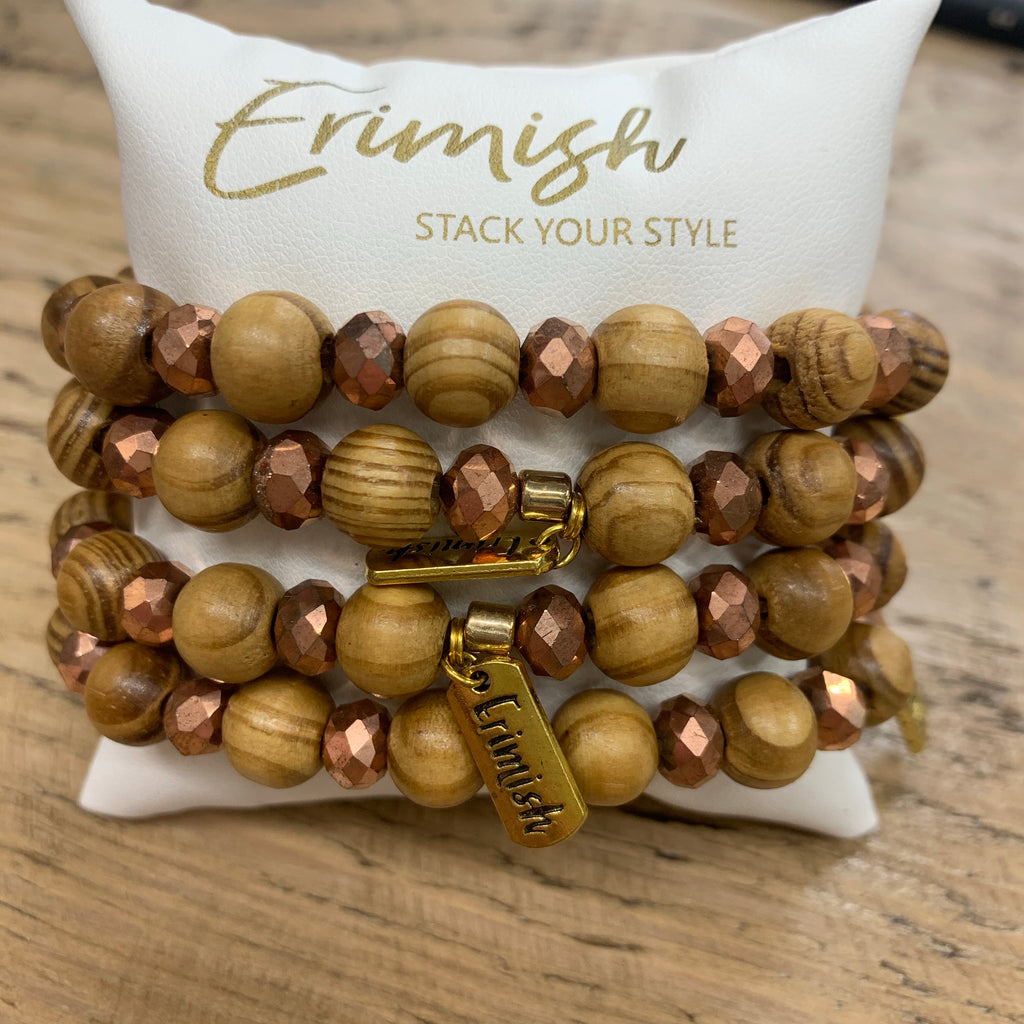 Wooden and Pink Extended Single Erimish Bracelet