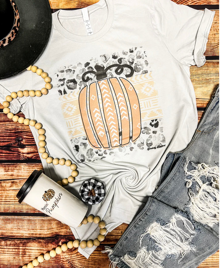 Aztec Watercolor Pumpkin Tee Shirt